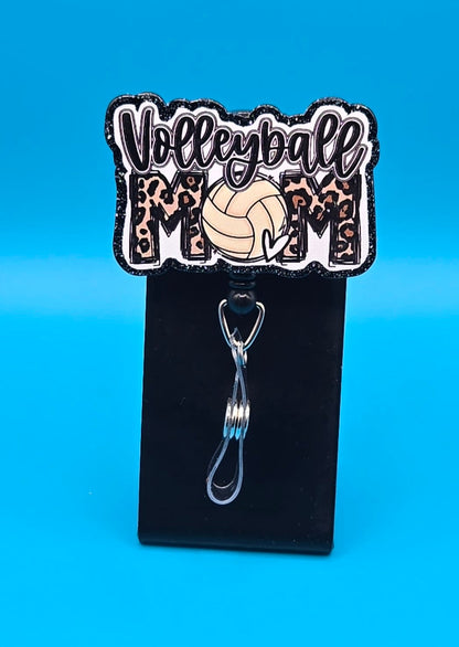 Volleyball Mom Acrylic Badge Reel