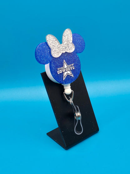 Sports Themed Mouse Profile Football Acrylic Badge Reel
