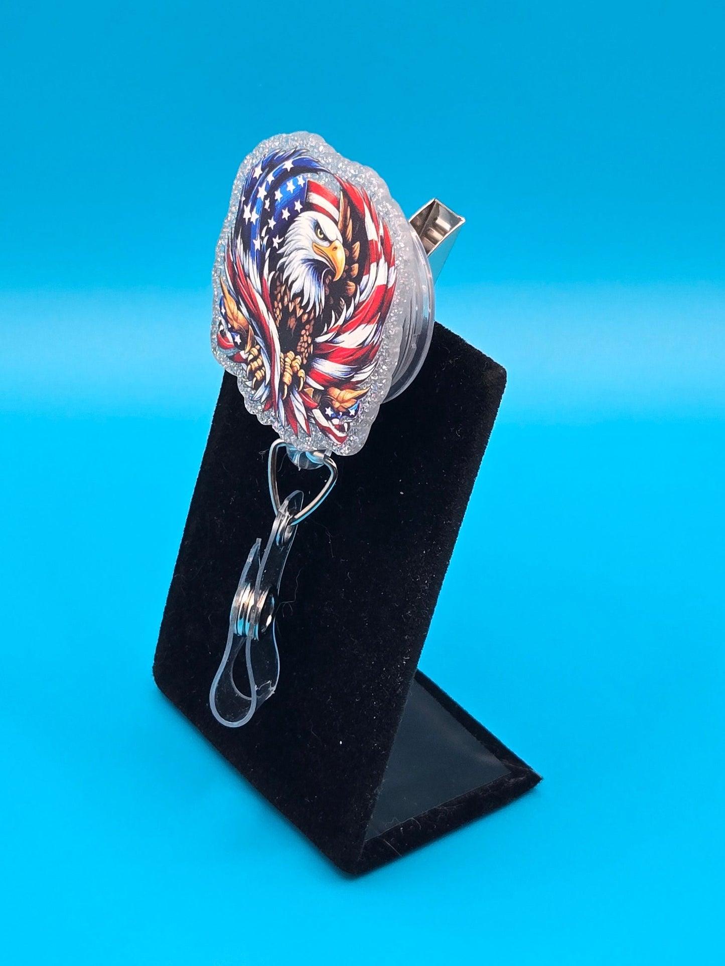 Patriotic Bald Eagle Acrylic Badge Reel