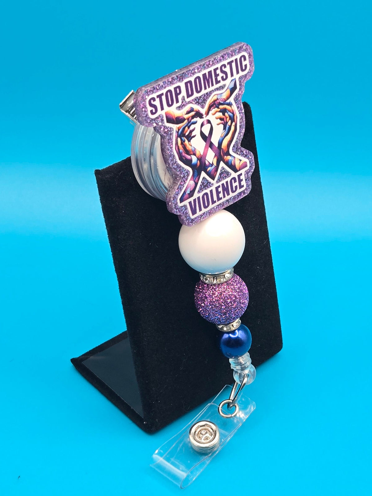 Stop Domestic Violence,  Acrylic Badge Reel