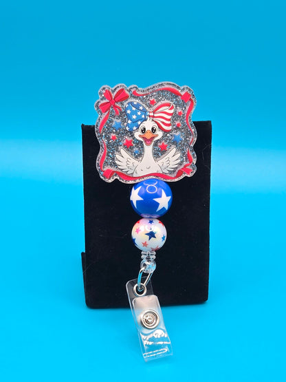 Patriotic Goose Acrylic Badge Reel