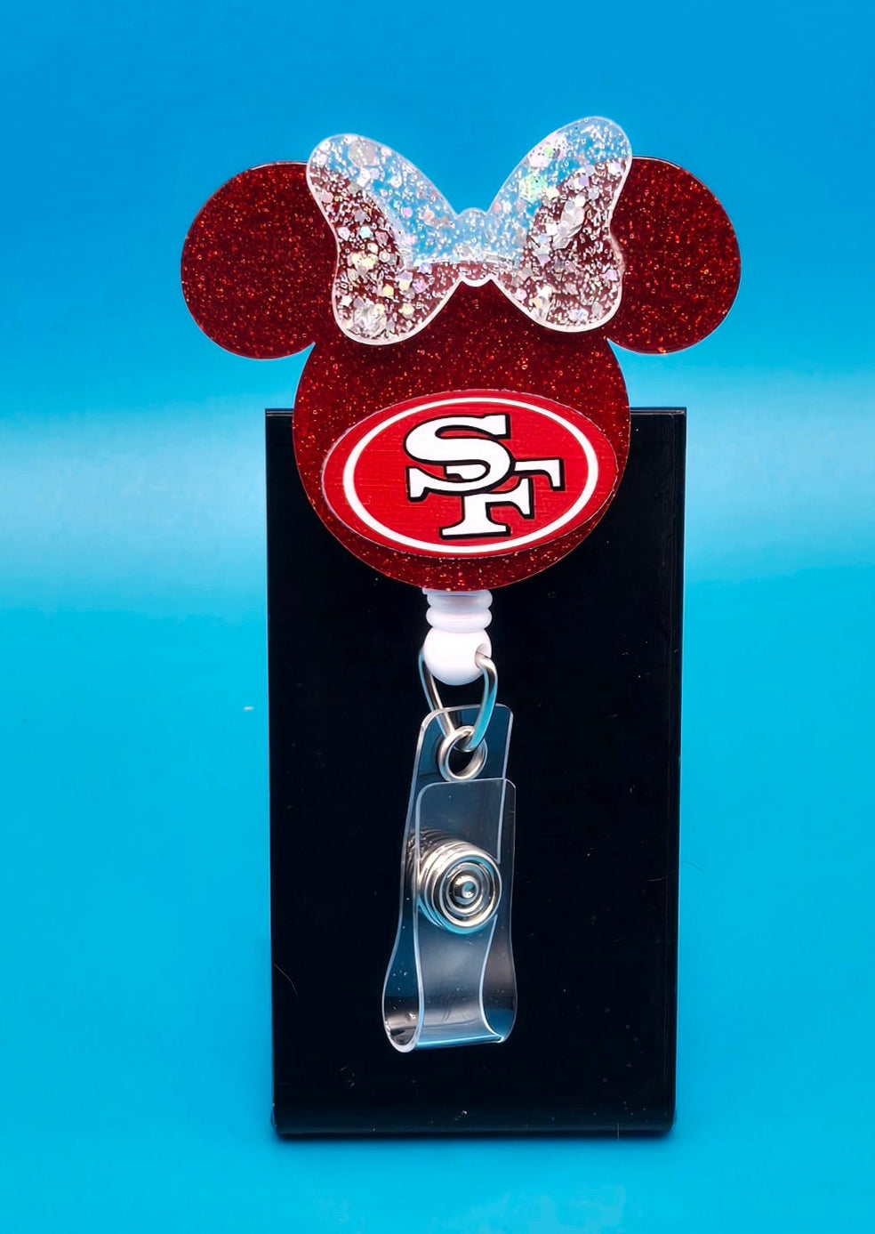 Sports Themed Mouse Profile Football Acrylic Badge Reel