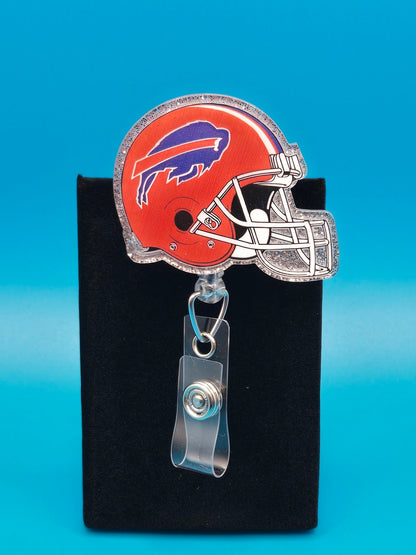 Sports Themed Football Helmet Acrylic Badge Reel