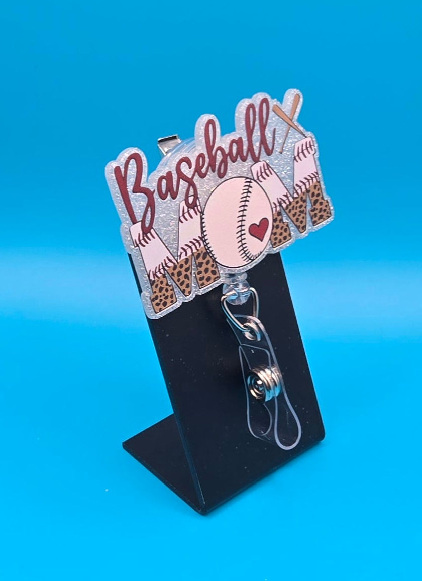 Baseball Mom Acrylic Badge Reel