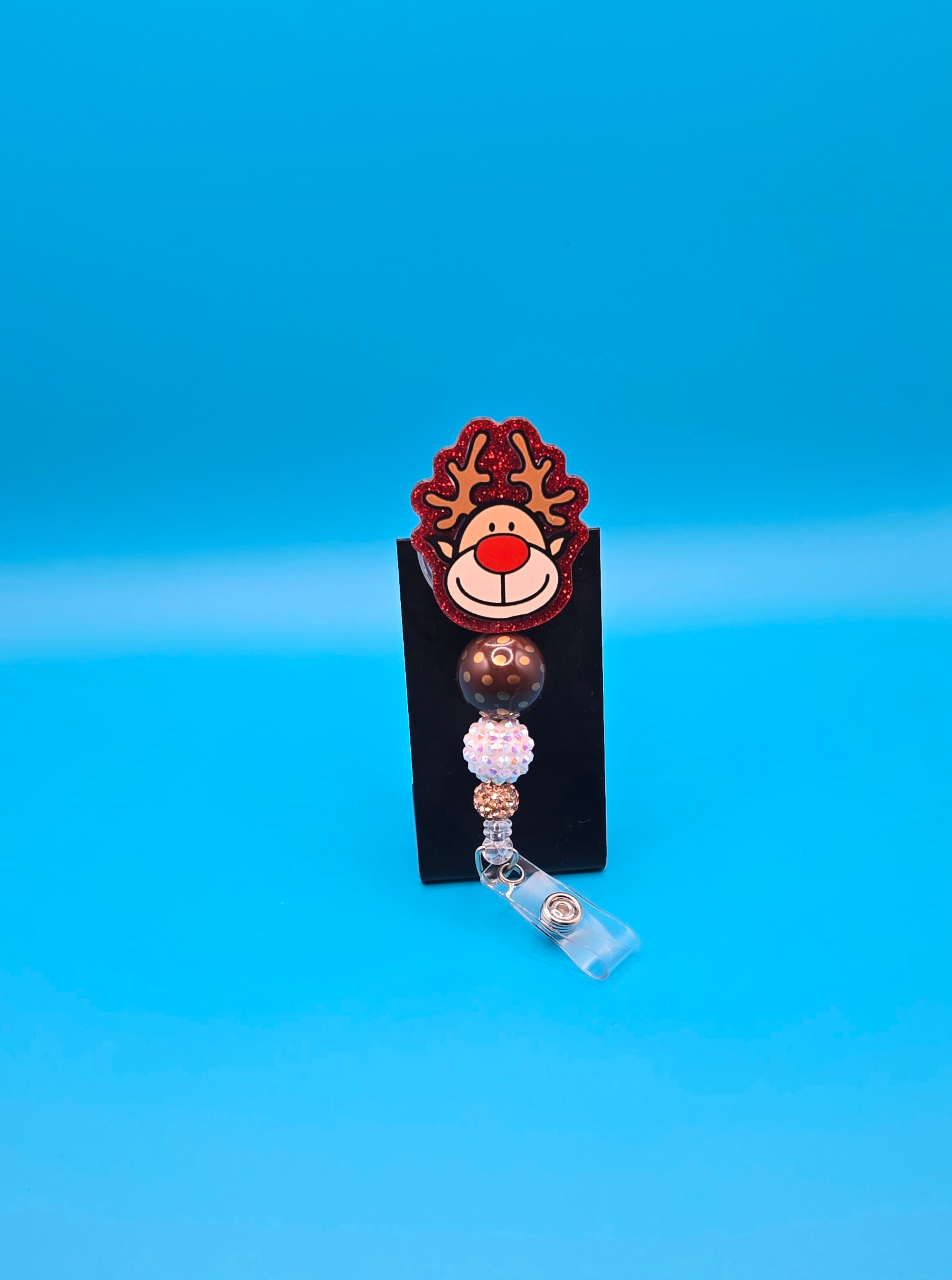 Christmas Reindeer Red Nose Badge Reel