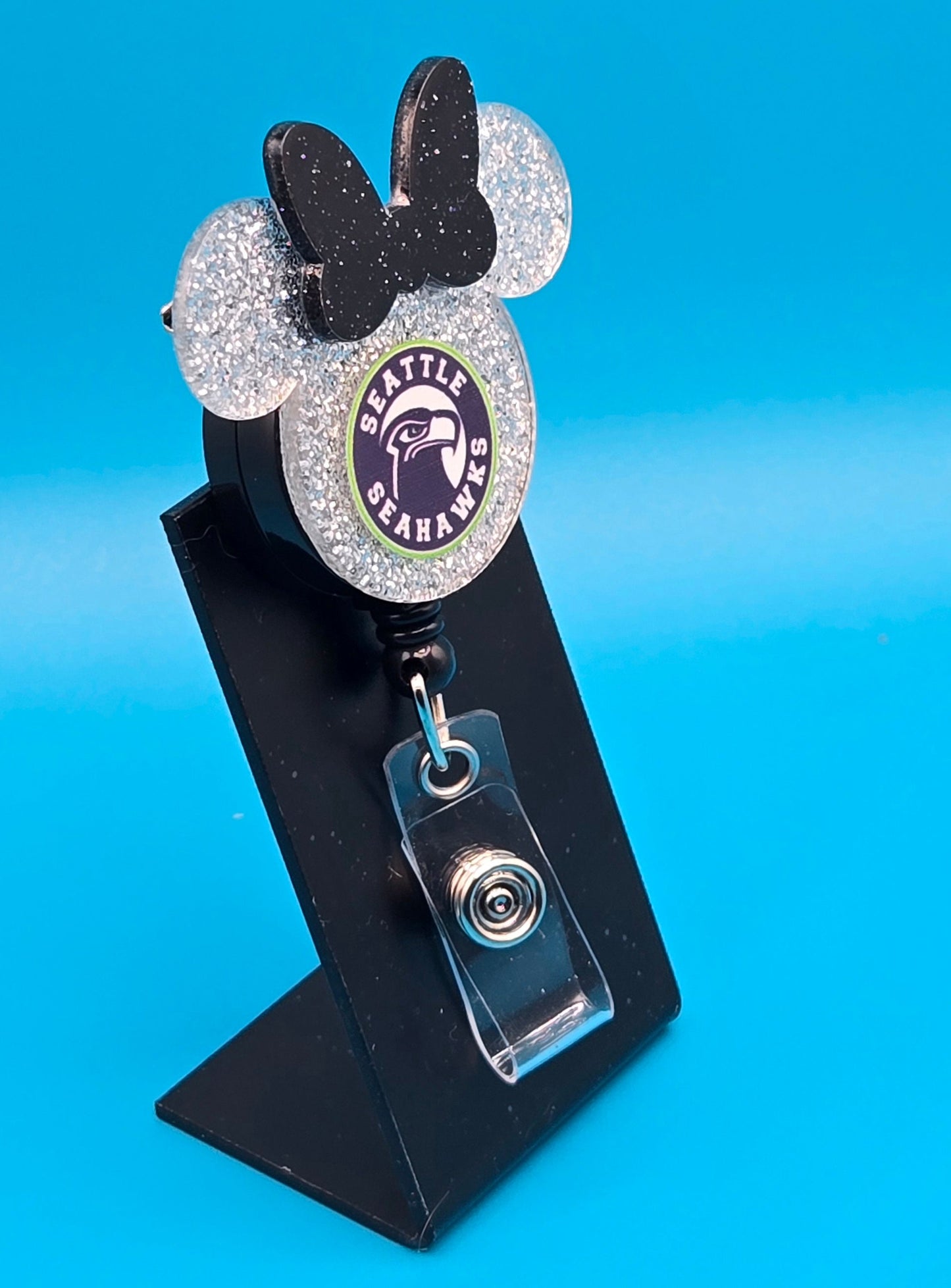 Sports Themed Mouse Profile Football Acrylic Badge Reel