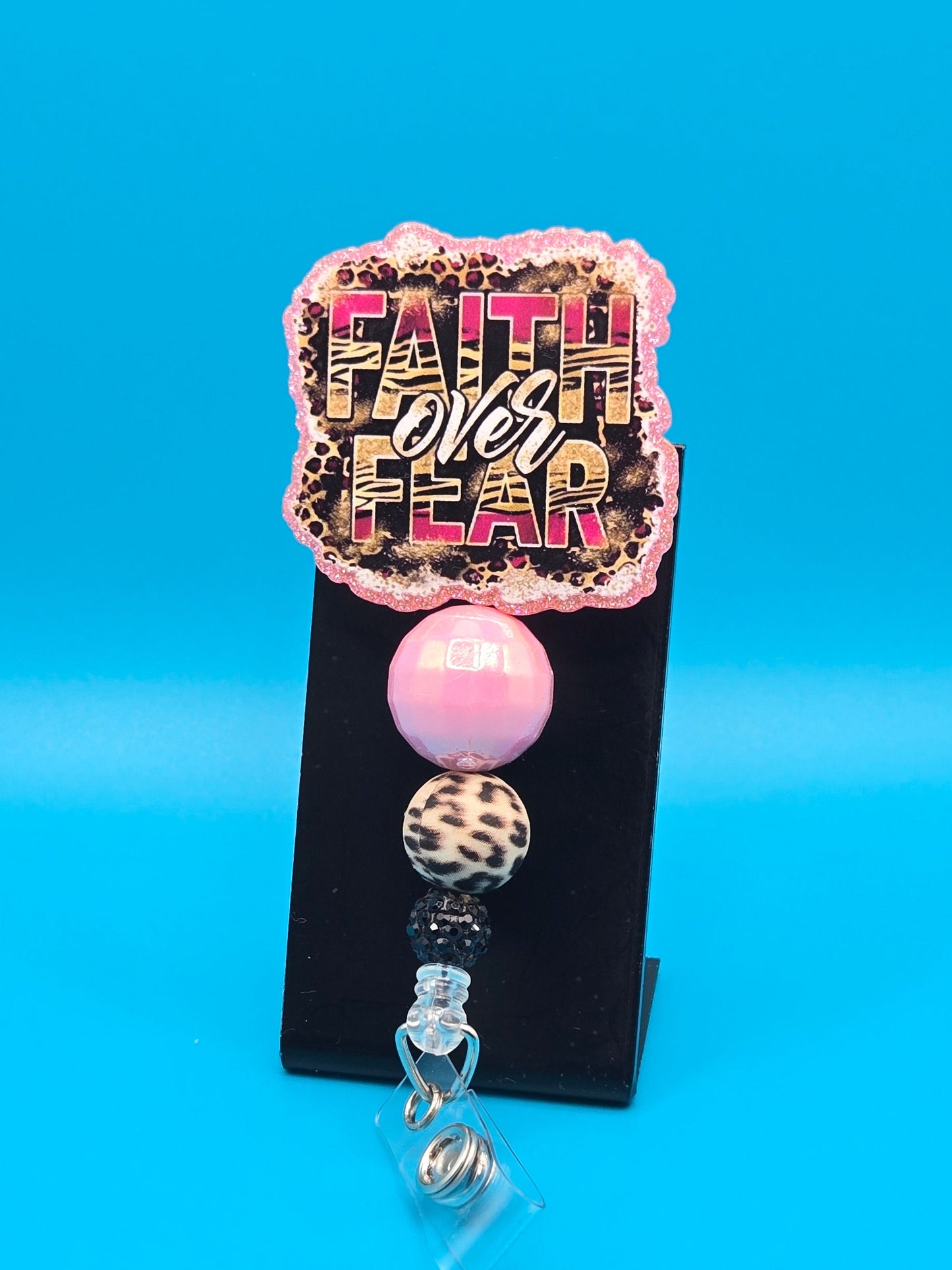 Faith Over Fear Acrylic Badge Reel