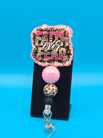 Faith Over Fear Acrylic Badge Reel