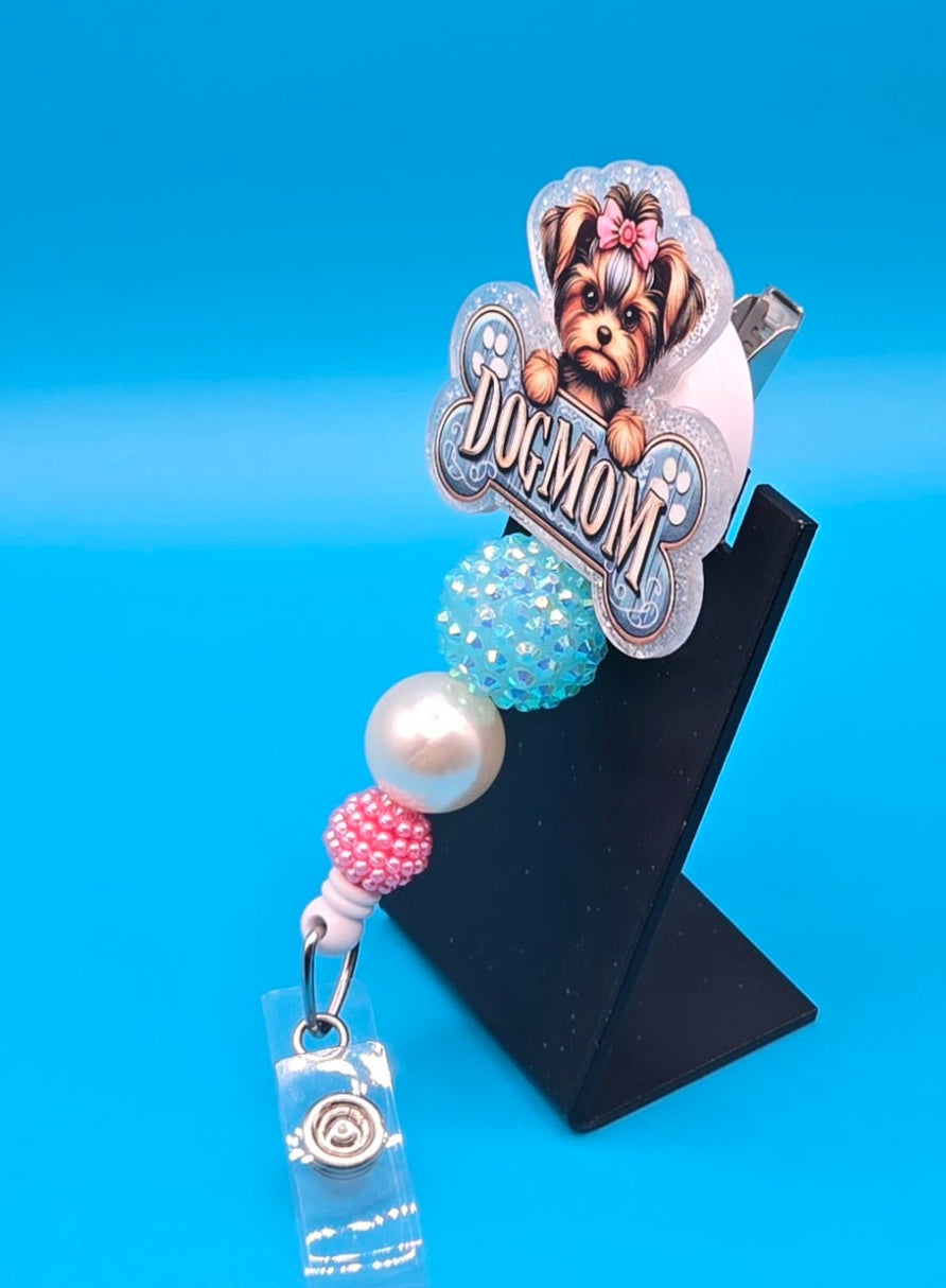 Dog Mom Acrylic Badge Reel