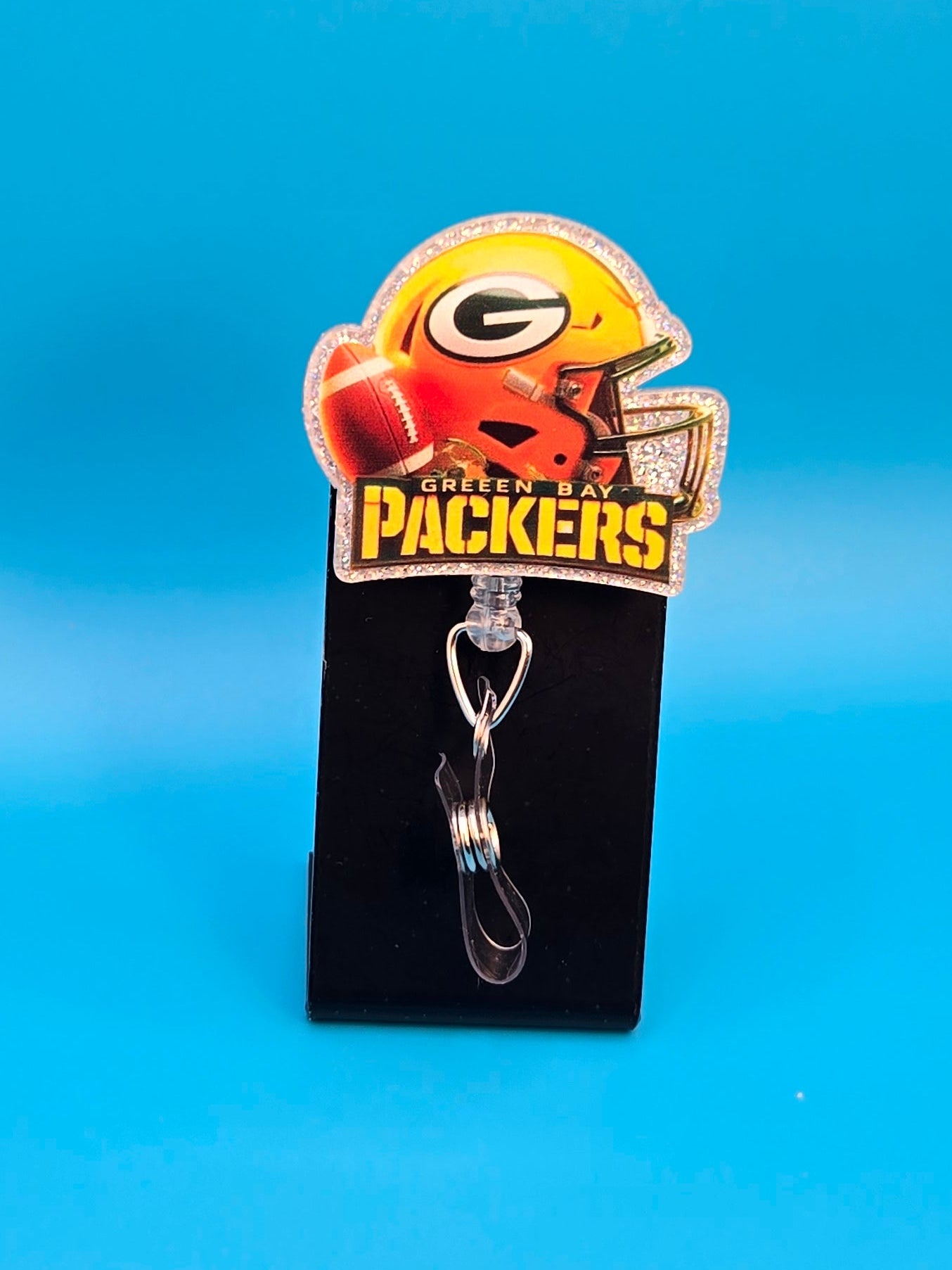 Sports Themed Football Helmet Acrylic Badge Reel