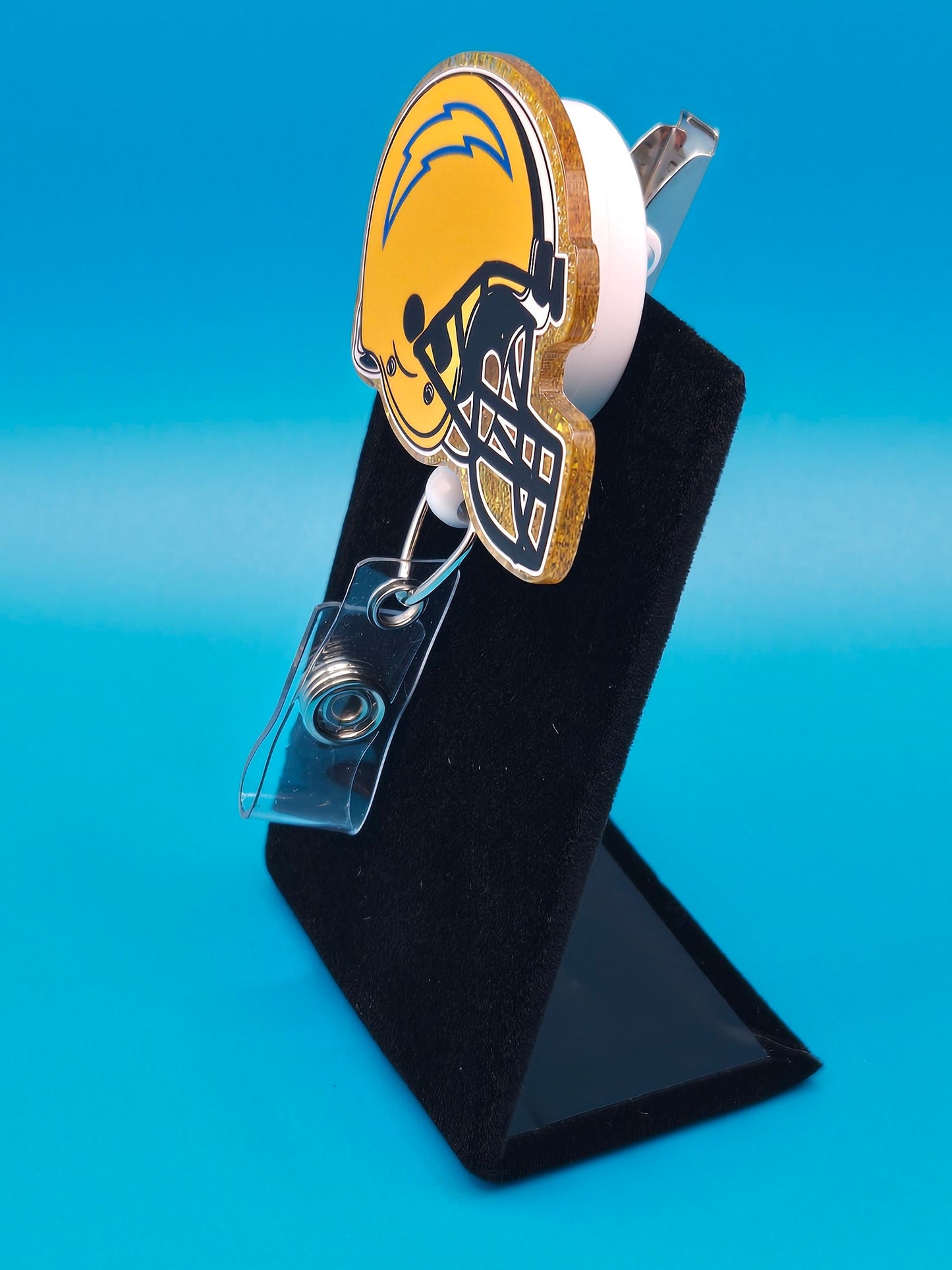 Sports Themed Football Helmet Acrylic Badge Reel