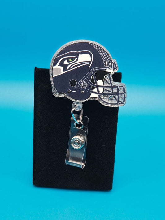 Sports Themed Football Helmet Acrylic Badge Reel