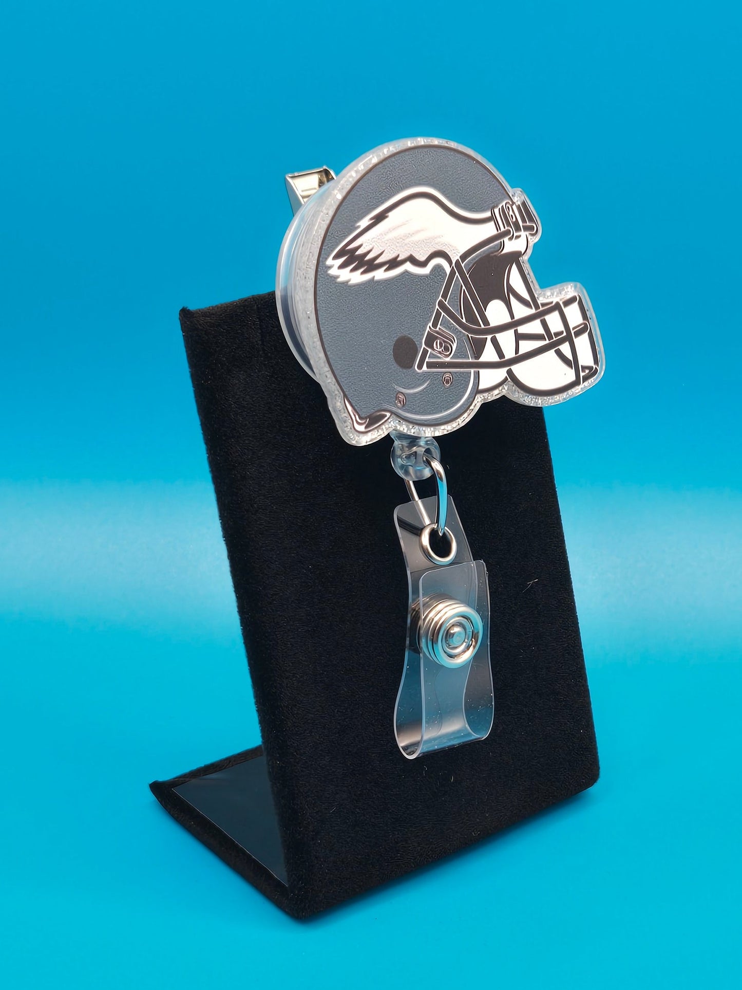 Sports Themed Football Helmet Acrylic Badge Reel