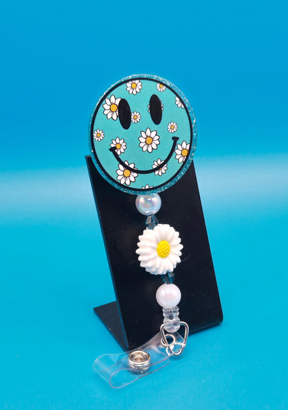 Smiley Daisy Acrylic Badge Reel