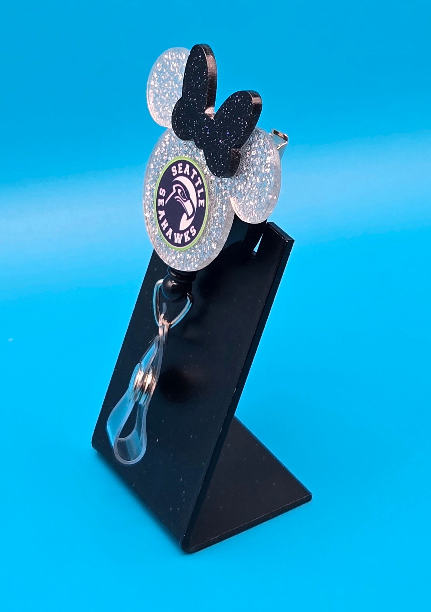 Sports Themed Mouse Profile Football Acrylic Badge Reel