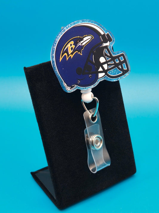Sports Themed Football Helmet Acrylic Badge Reel