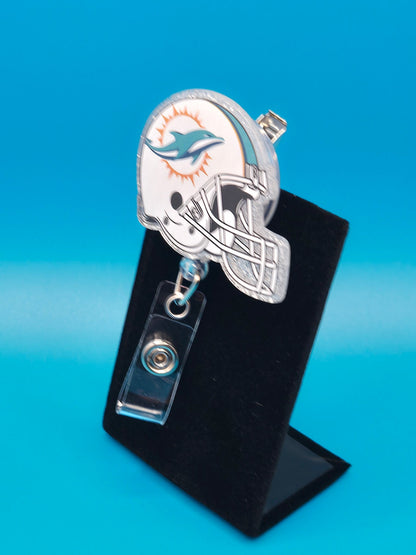 Sports Themed Football Helmet Acrylic Badge Reel