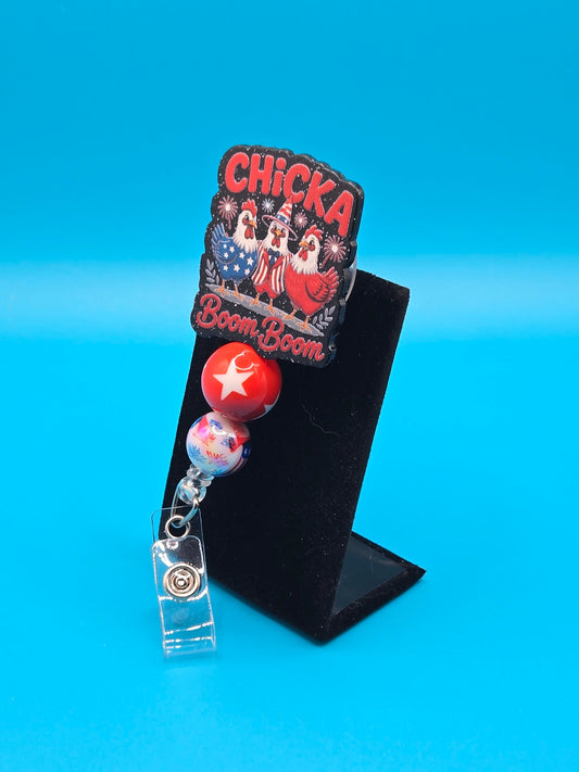 Chicka Boom Boom Acrylic Badge Reel