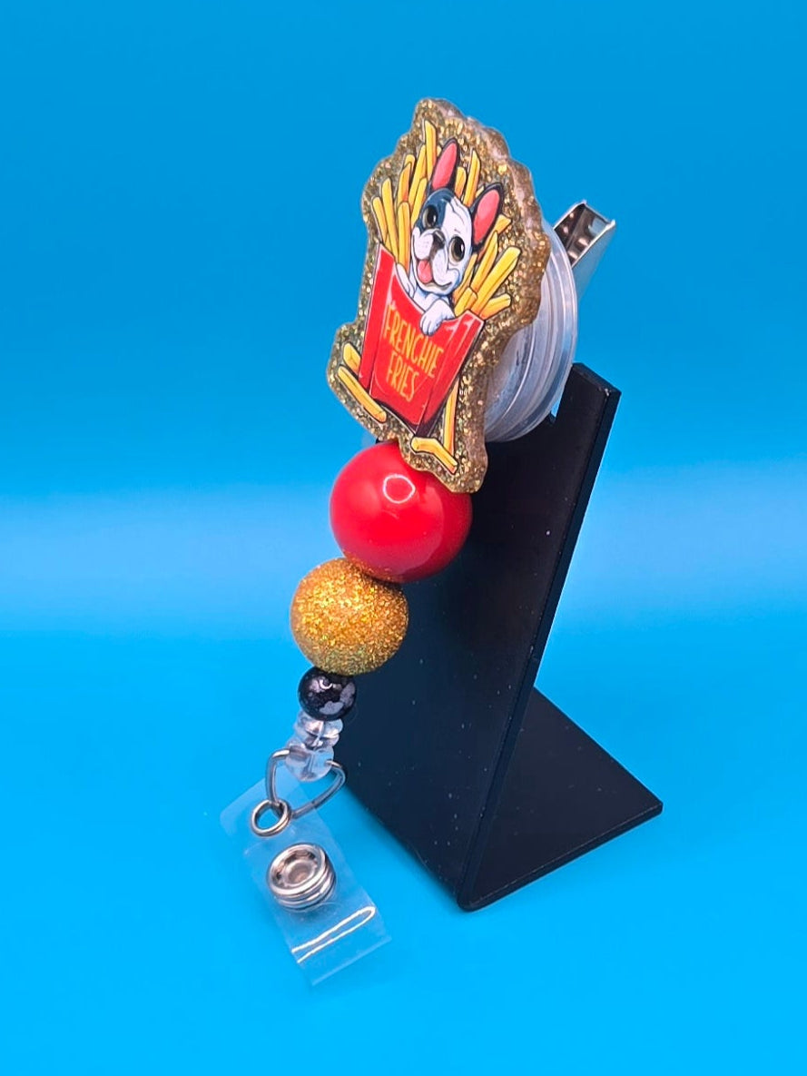 Frenchie Fries Acrylic Badge Reel