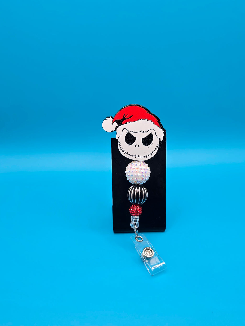Santa Skeleton Man Acrylic Sassy Badge Reel