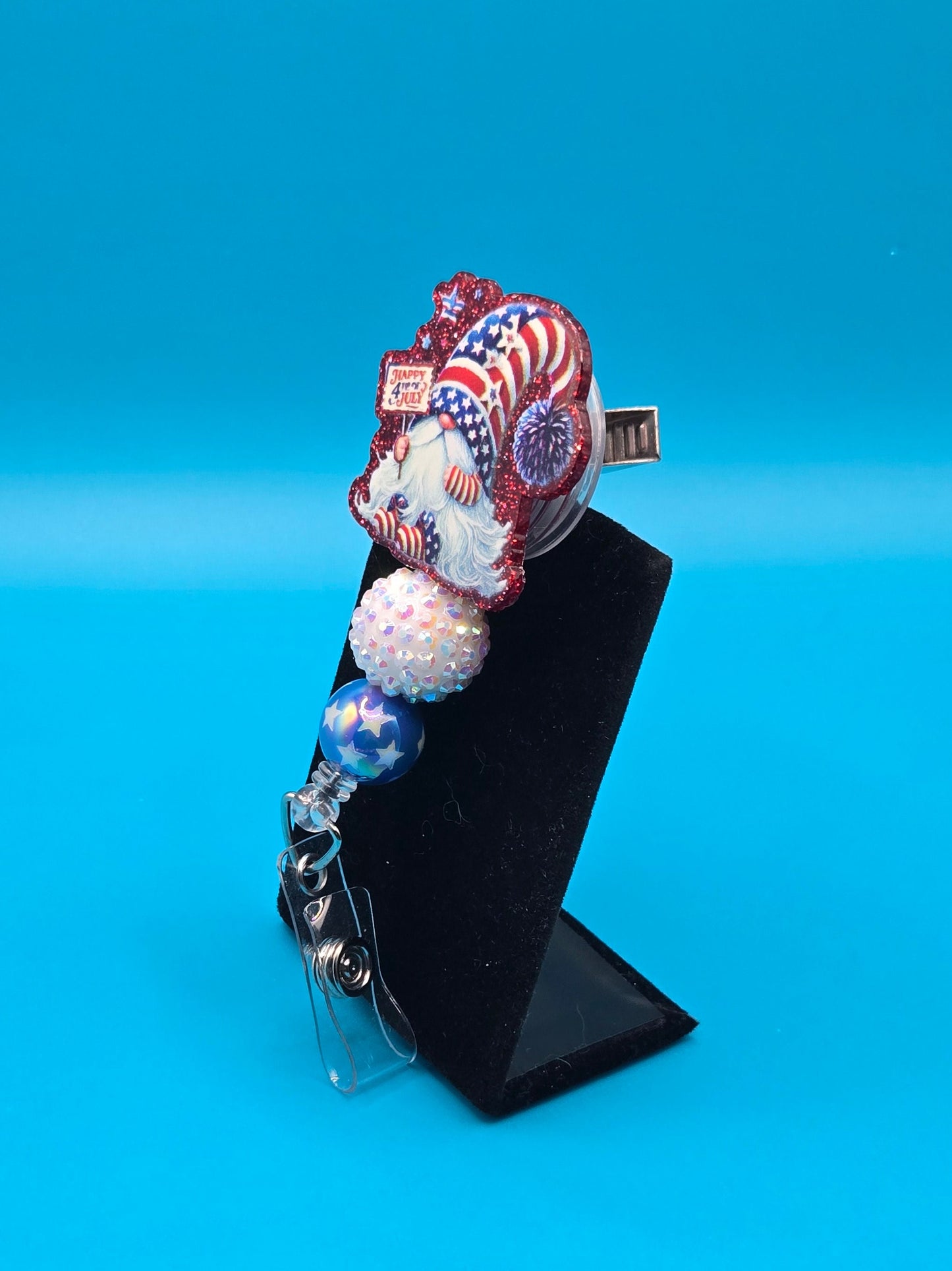 Patriotic Gnome Acrylic Badge Reel