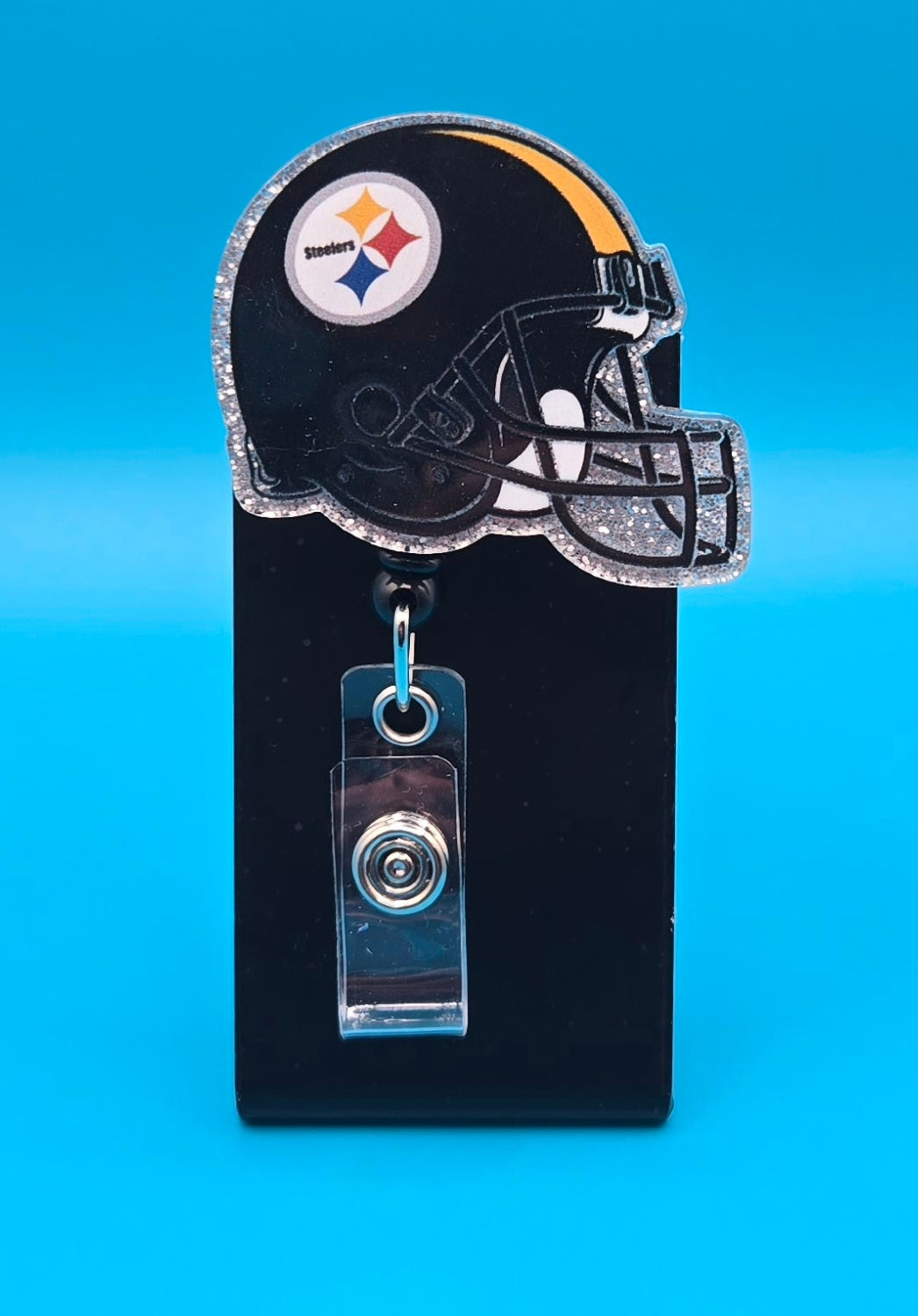 Sports Themed Football Helmet Acrylic Badge Reel