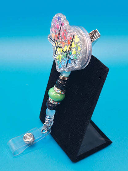 Heart Beat Acrylic Badge Reel
