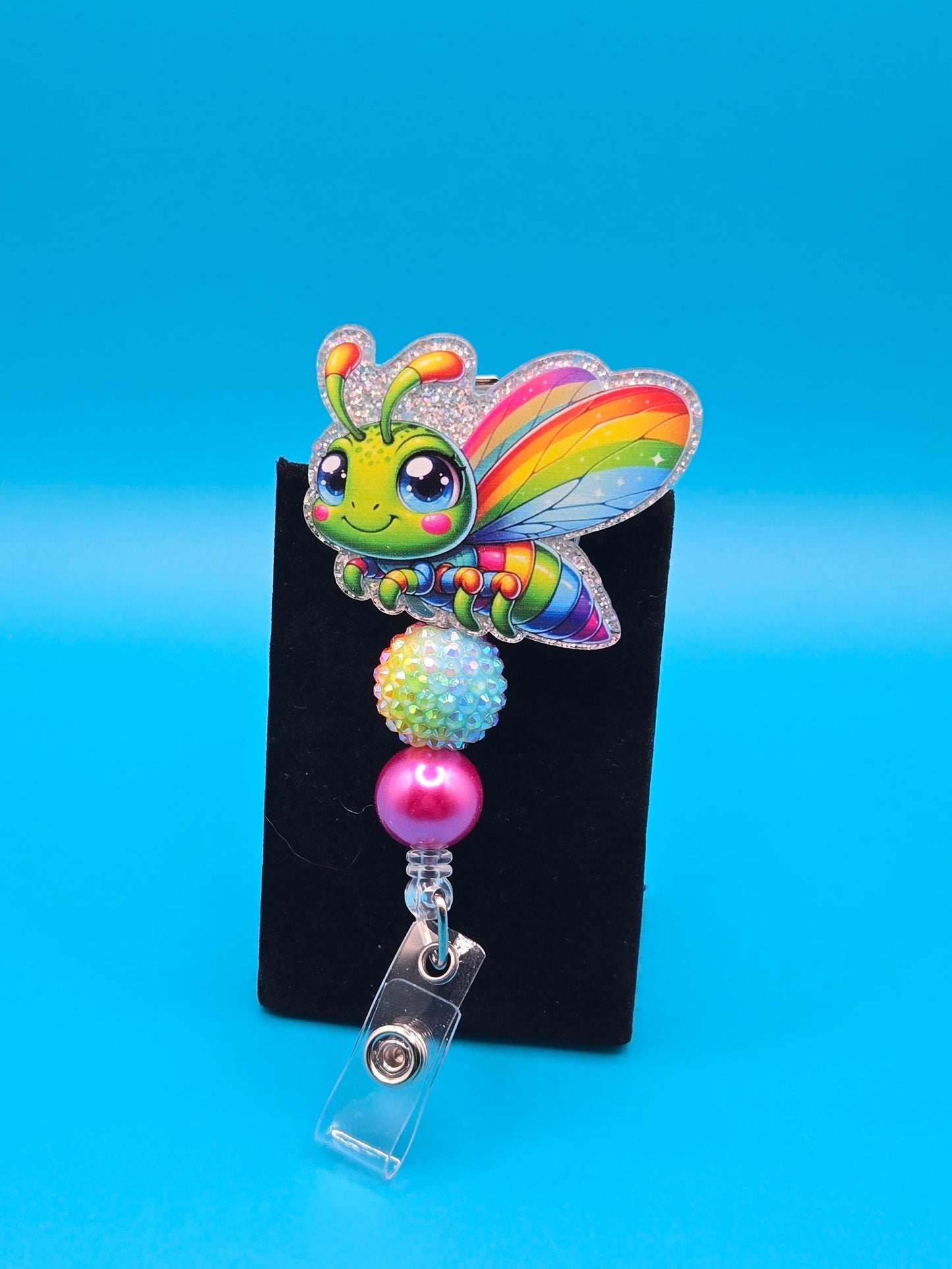 Colorful Dragonfly Acrylic Badge Reel