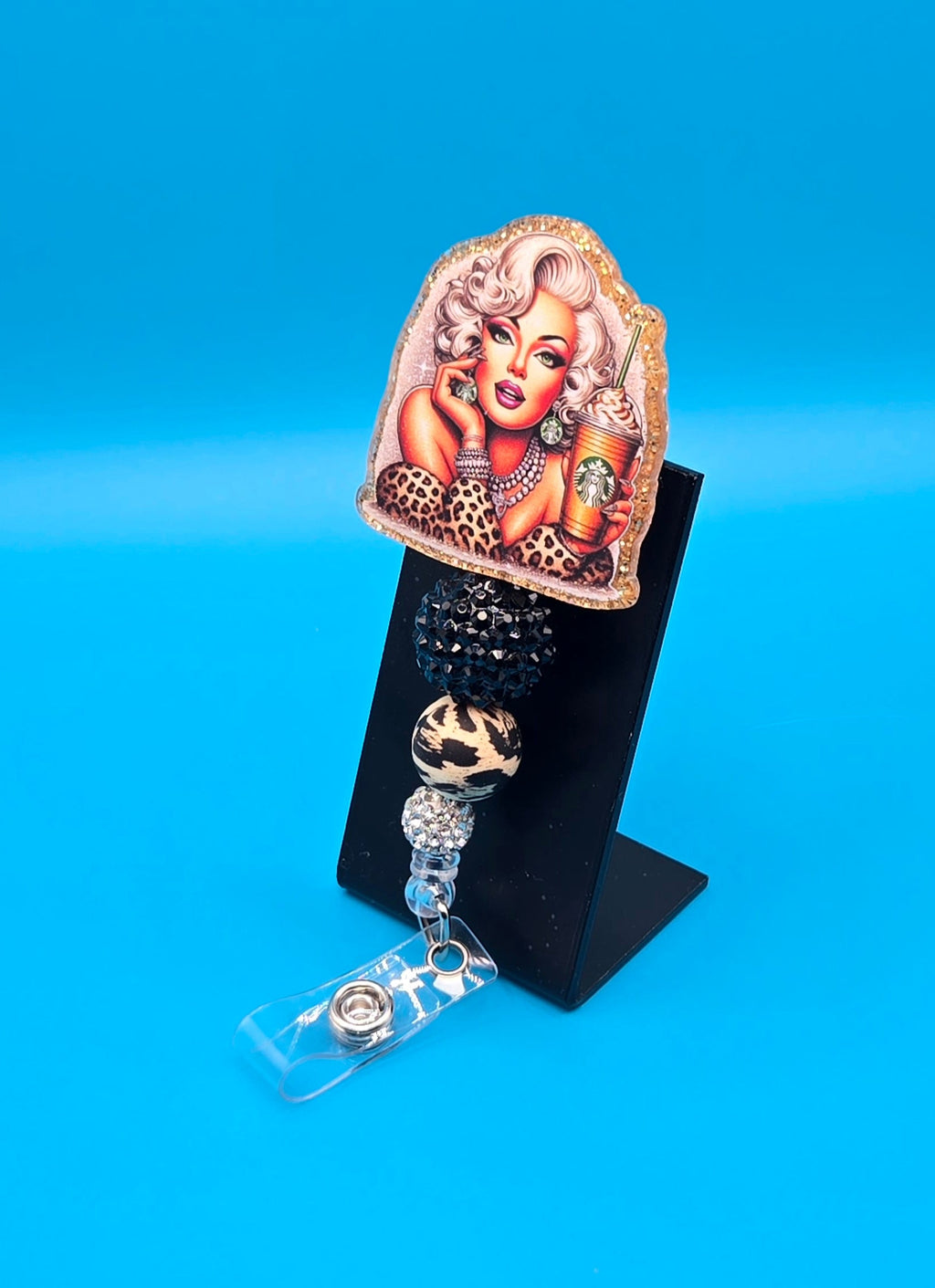 Animal Print Blonde, Acrylic Badge Reel