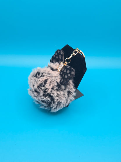 Fur Stuffed Ball with Bow Keychain