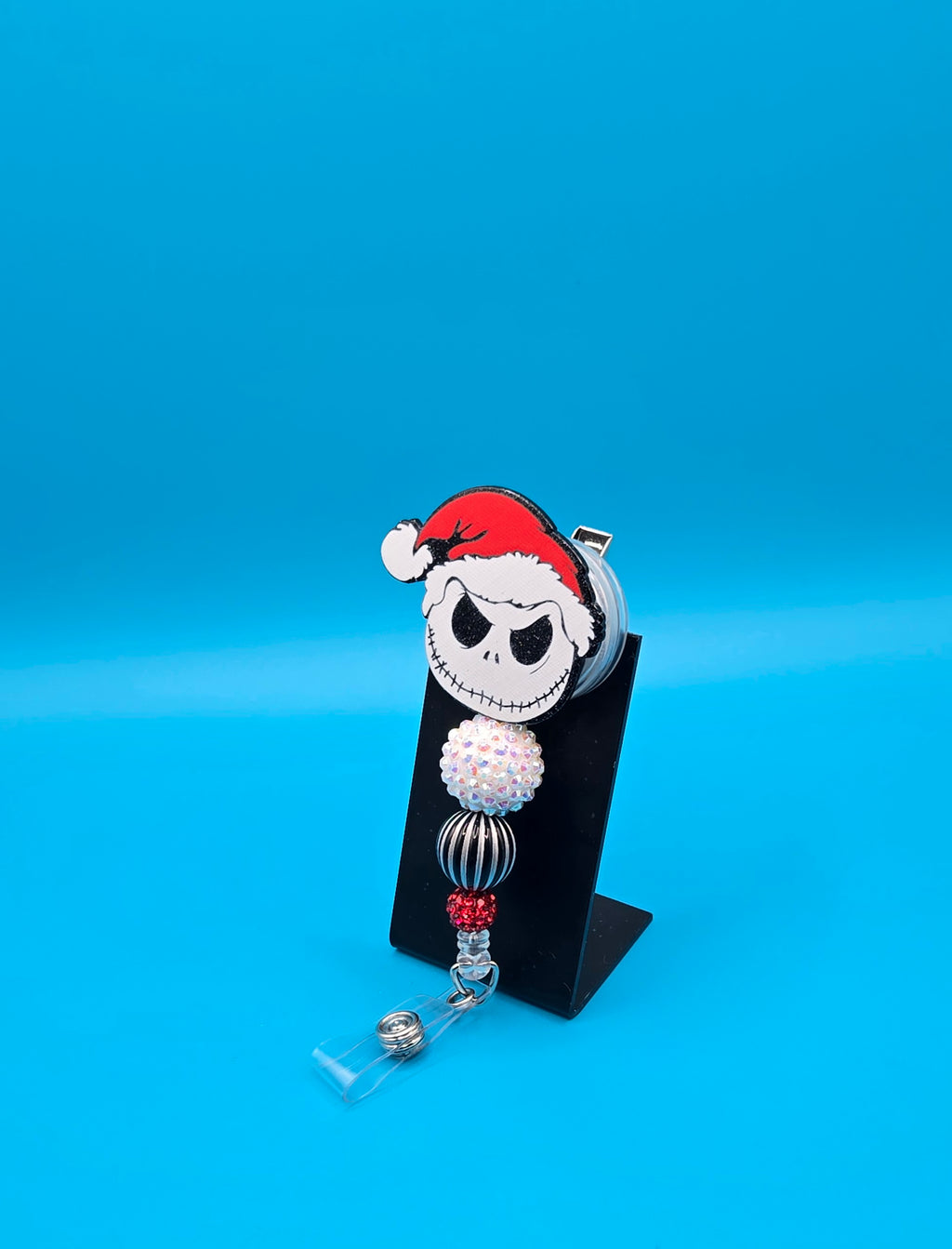 Santa Skeleton Man Acrylic Sassy Badge Reel