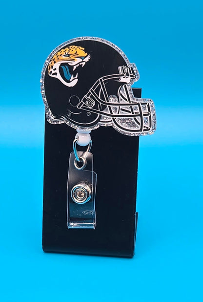 Sports Themed Football Helmet Acrylic Badge Reel