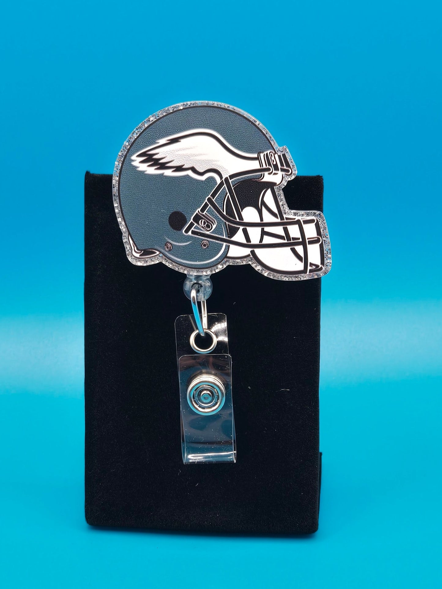 Sports Themed Football Helmet Acrylic Badge Reel