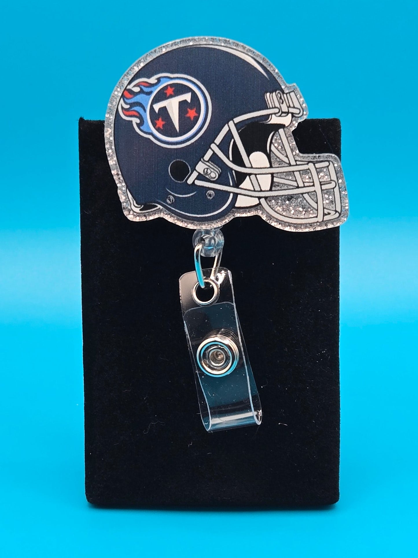 Sports Themed Football Helmet Acrylic Badge Reel