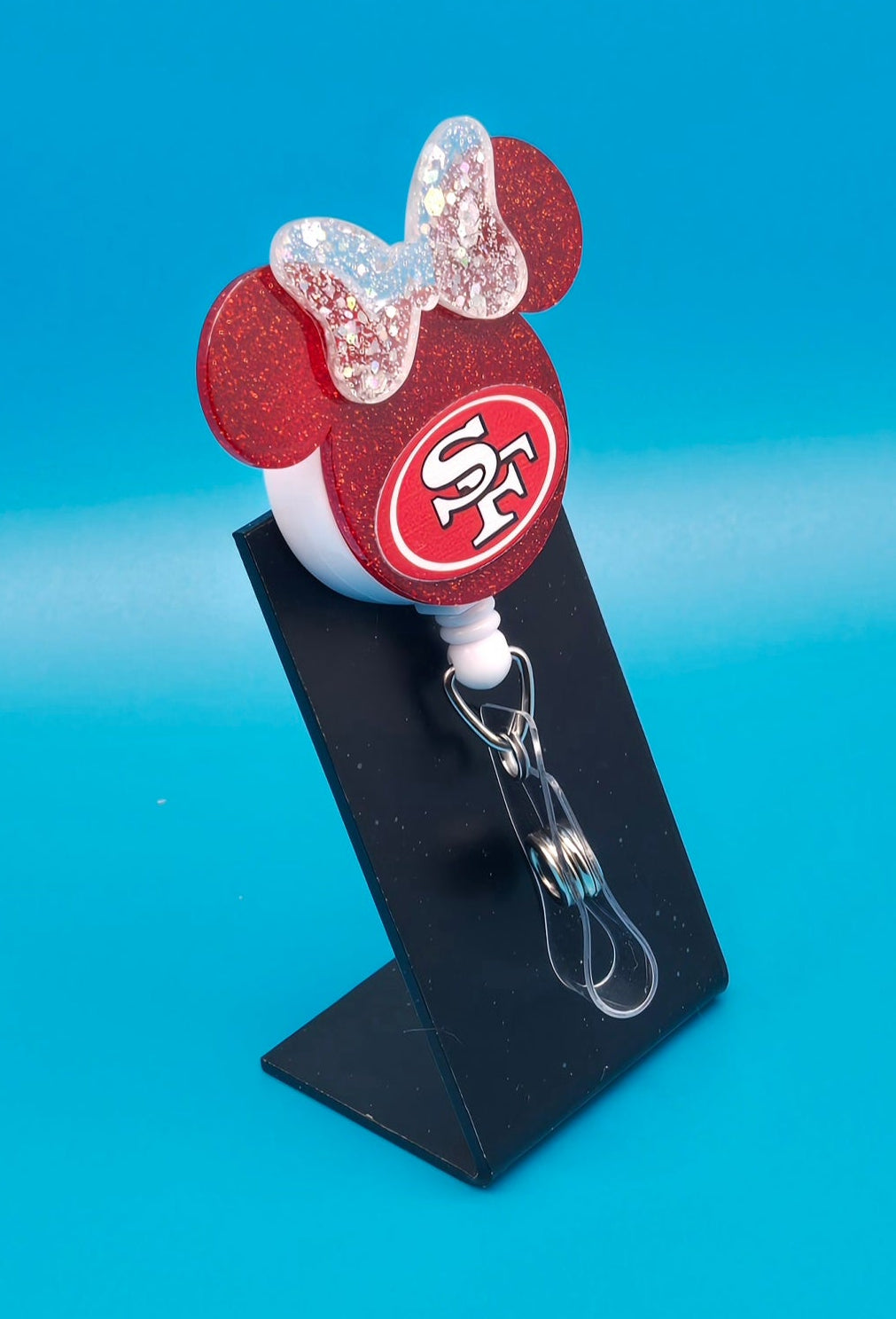 Sports Themed Mouse Profile Football Acrylic Badge Reel