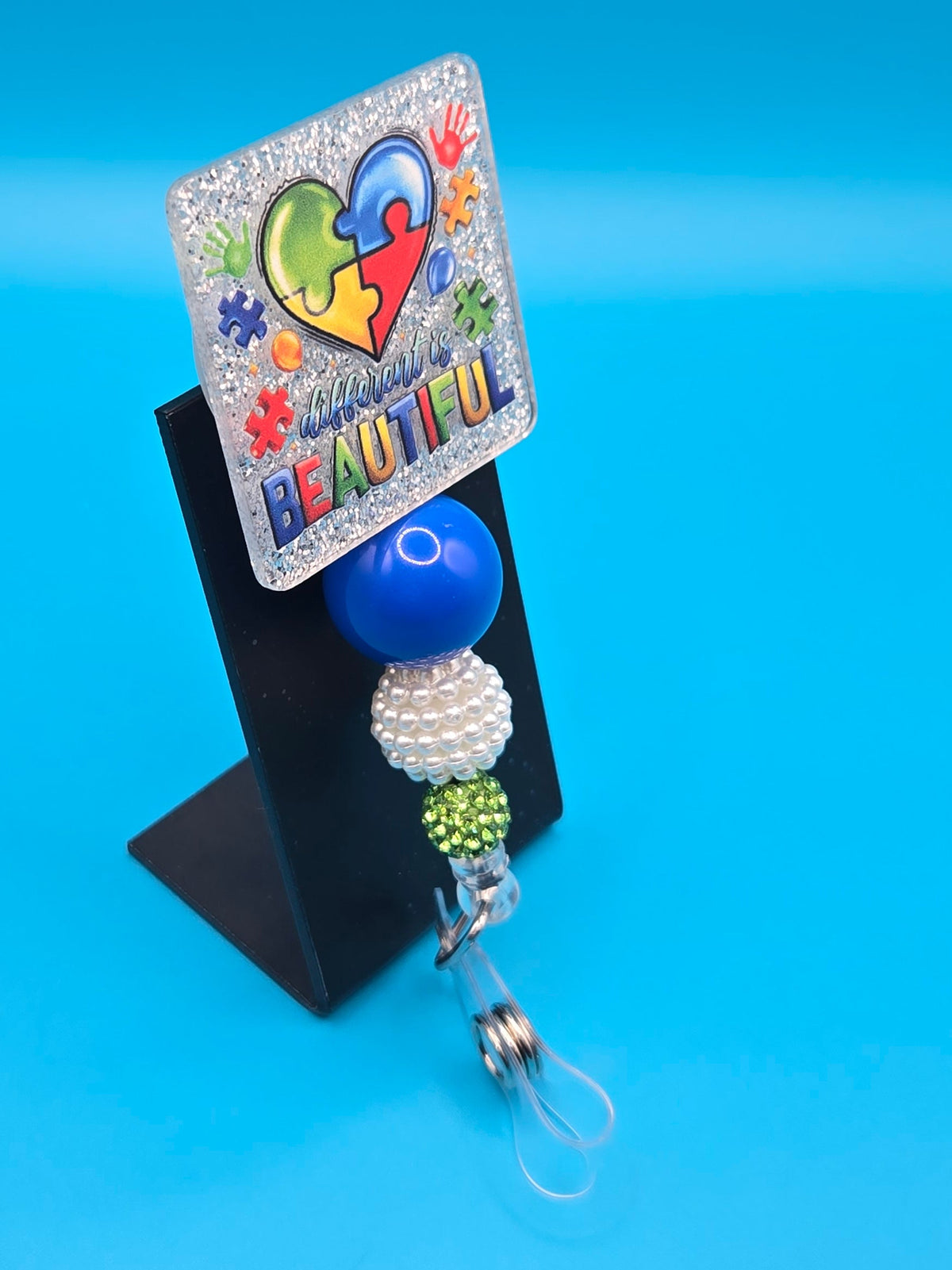 Different is Beautiful,  Autism Awareness Acrylic Badge Reel