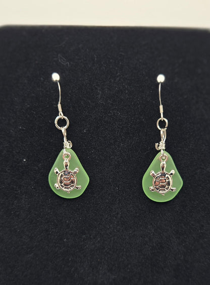 Green Turtle Earrings