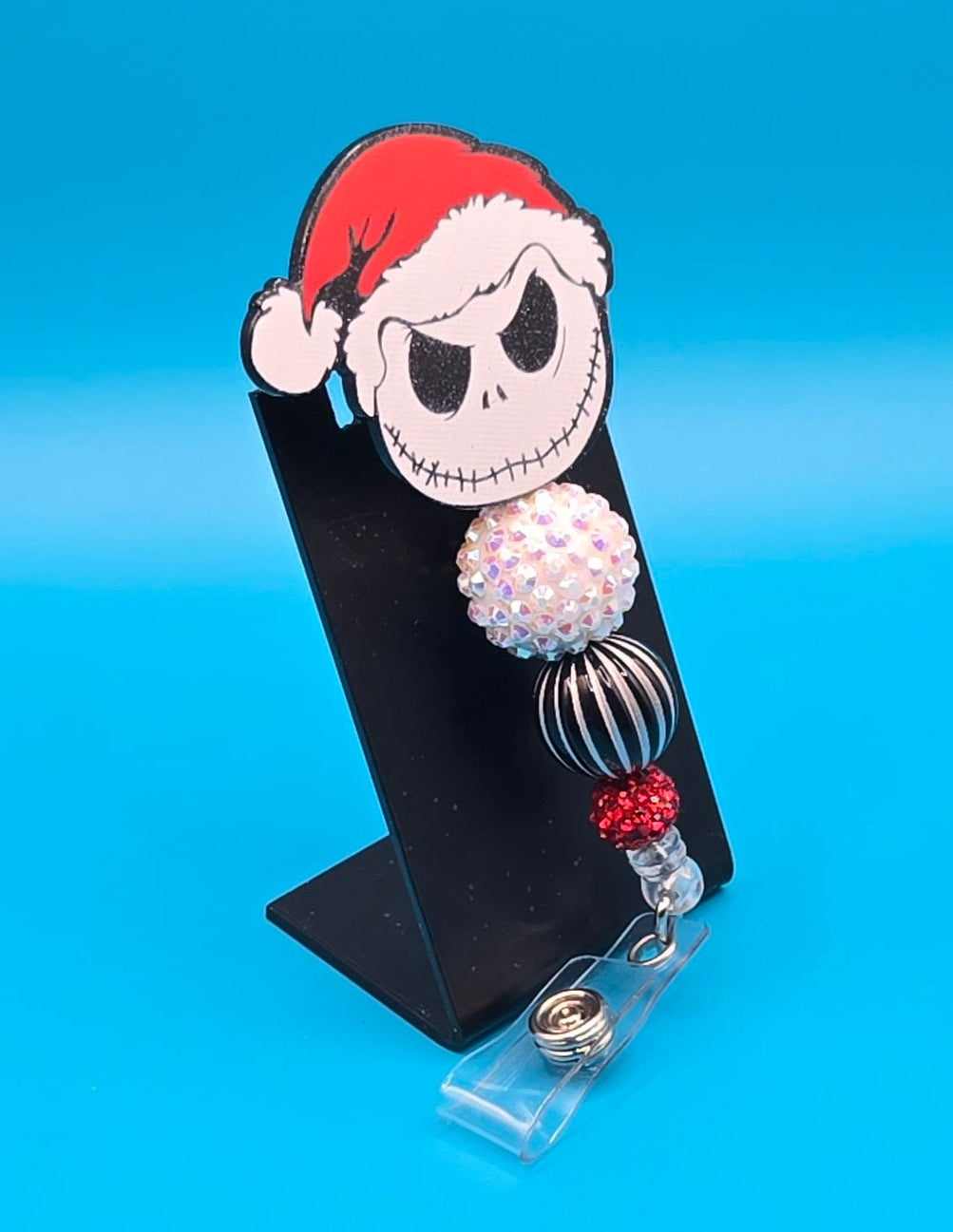 Santa Skeleton Man Acrylic Sassy Badge Reel