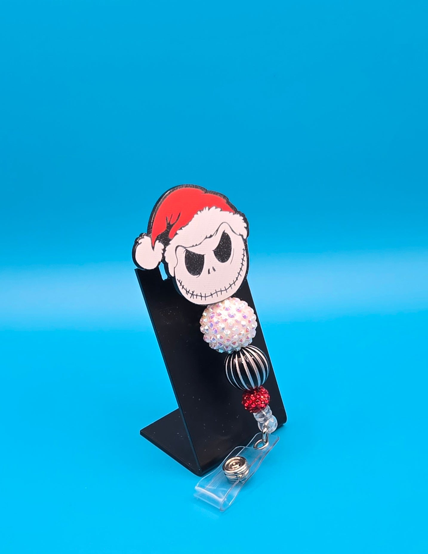 Santa Skeleton Man Acrylic Sassy Badge Reel