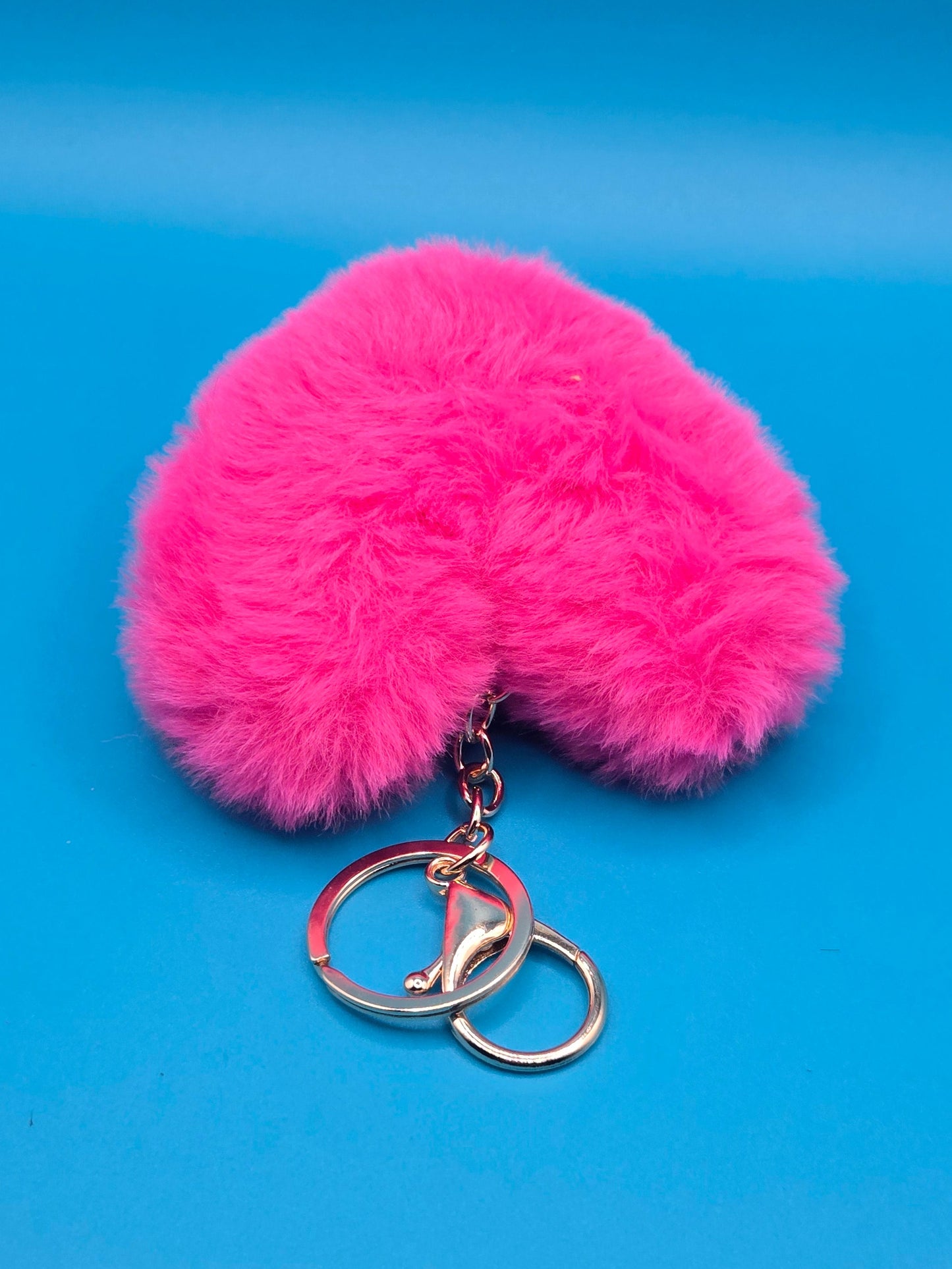 Fuzzy Plush Heart Keychain