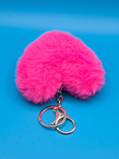 Fuzzy Plush Heart Keychain