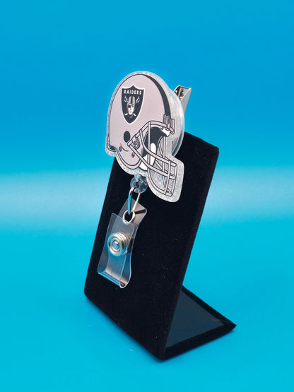 Sports Themed Football Helmet Acrylic Badge Reel