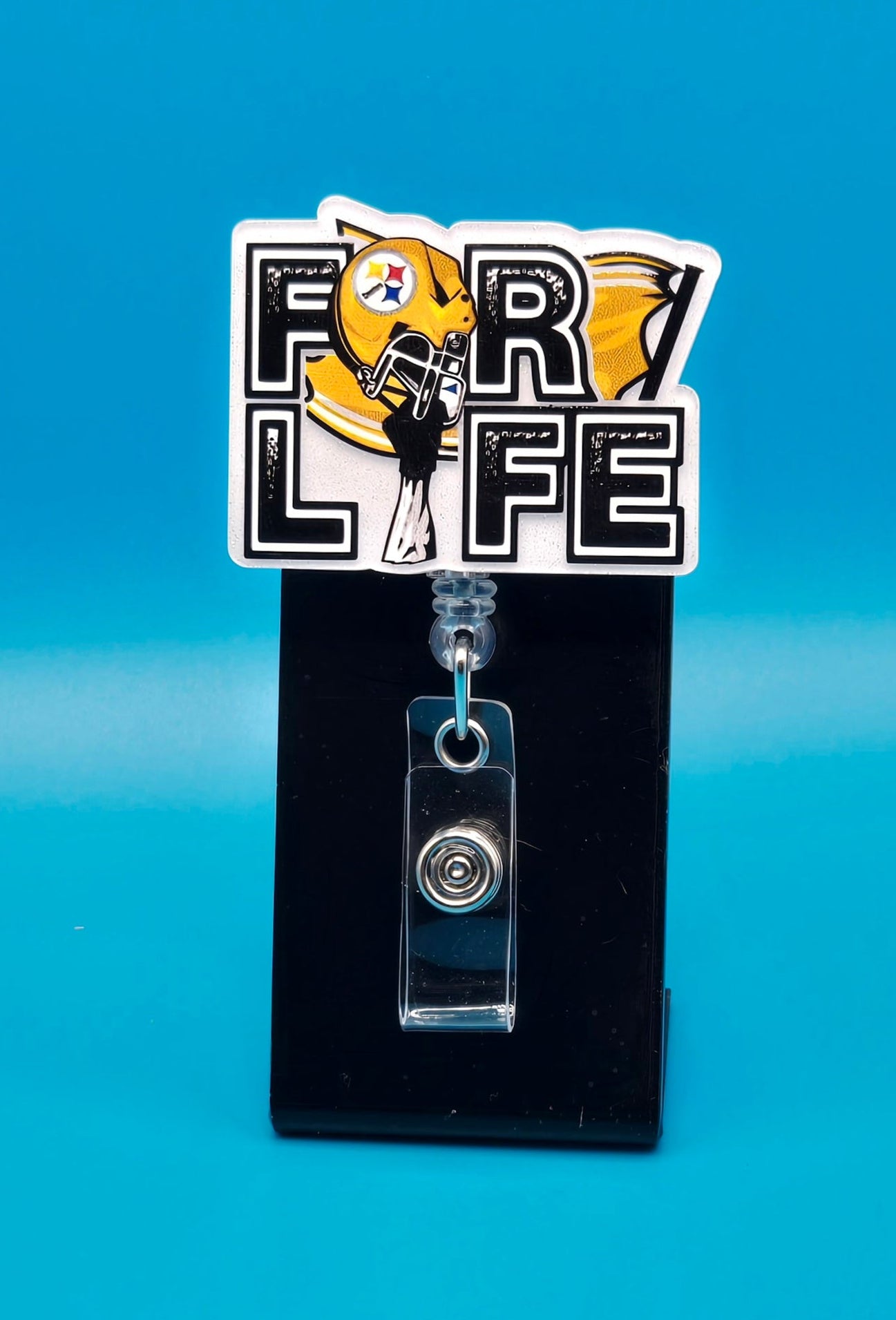 Sports Themed Football For Life Acrylic Badge Reel