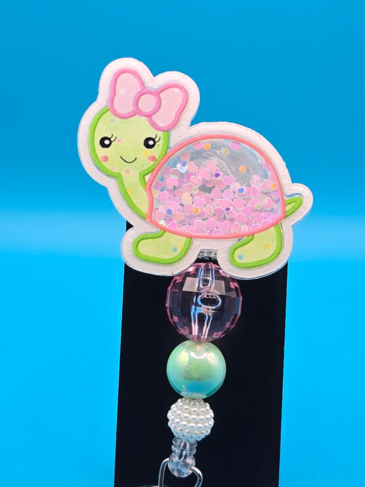 Cute Turtle Shaker Badge Reel