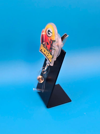 Sports Themed Football Helmet Acrylic Badge Reel