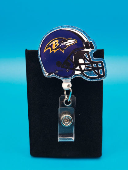 Sports Themed Football Helmet Acrylic Badge Reel