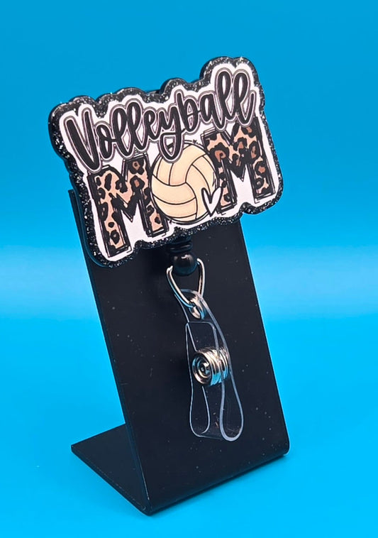 Volleyball Mom Acrylic Badge Reel