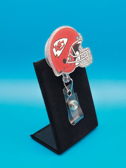 Sports Themed Football Helmet Acrylic Badge Reel