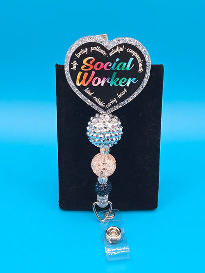 Social Worker Acrylic Badge Reel