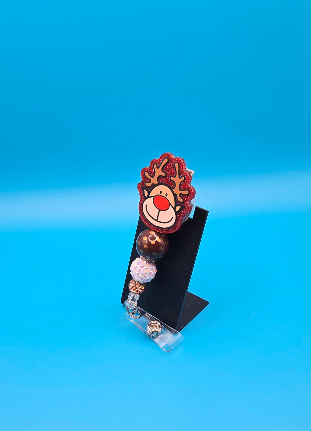 Christmas Reindeer Red Nose Badge Reel